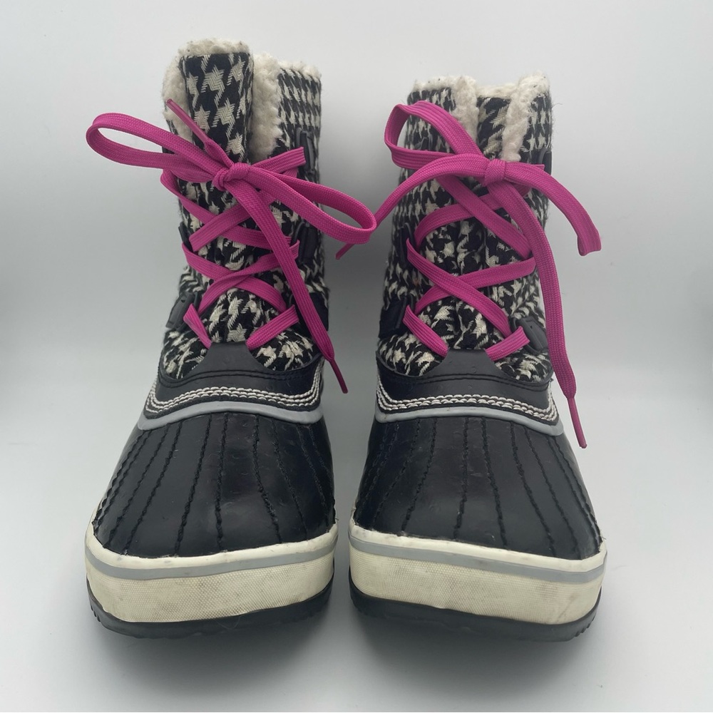 Sorel Winter Snow Tivoli Houndstooth Fur Lined Short Boots Womens 9 M NL1627-10